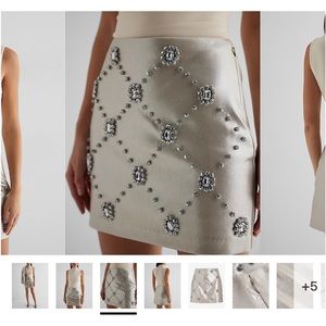 +sold+ Express High Waisted Metallic Embellished Mini Skirt